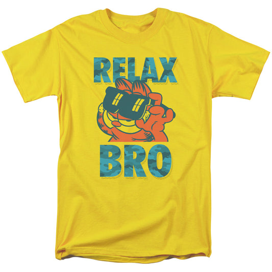 Garfield - Relax Bro - Short Sleeve Adult 18/1 - Yellow T-shirt