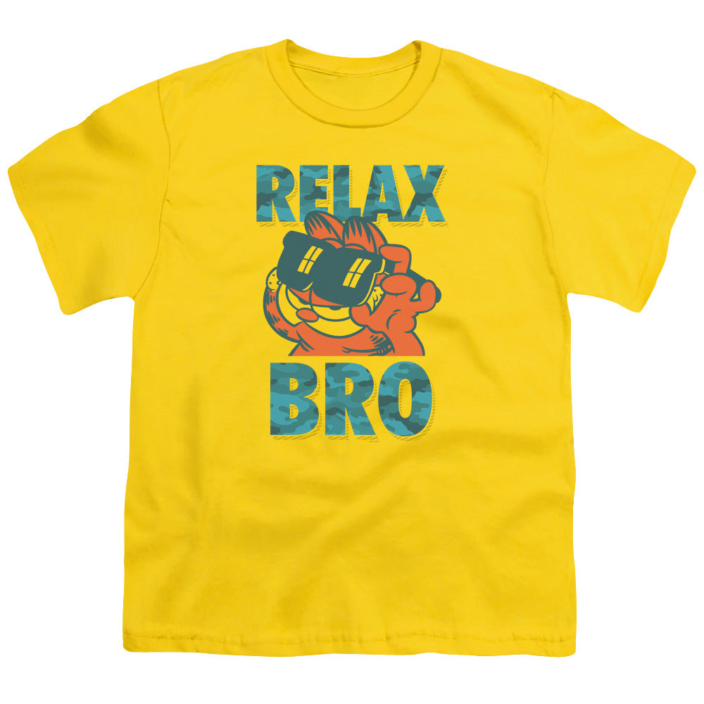 Garfield - Relax Bro - Short Sleeve Youth 18/1 - Yellow T-shirt