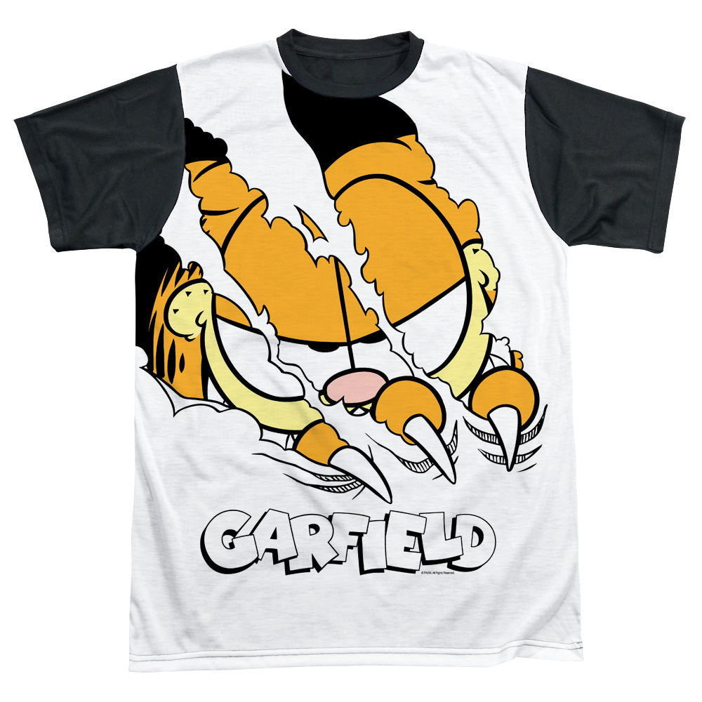 Garfield - Torn - Short Sleeve Adult White Front Black Back   - White T-shirt