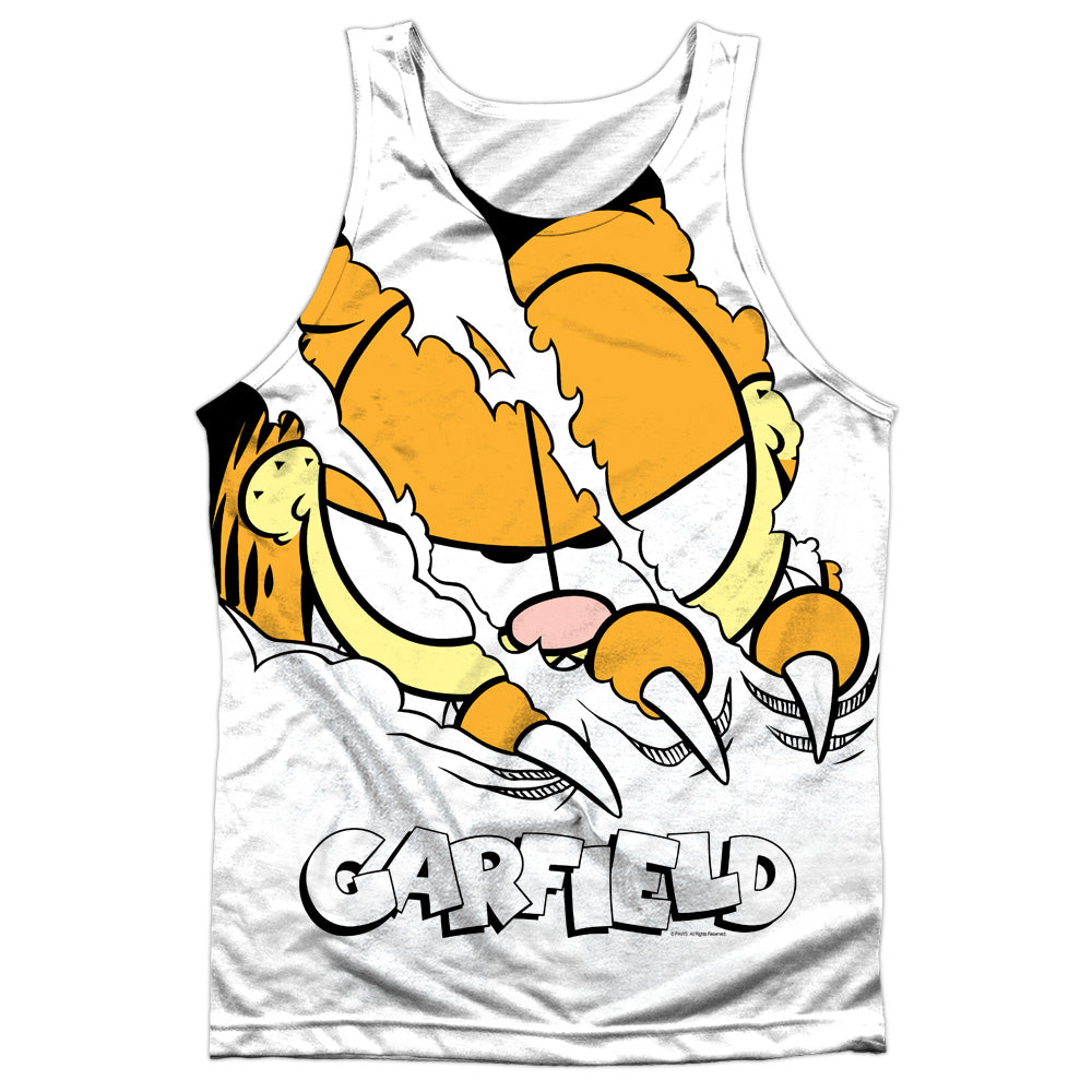 Garfield - Torn - Adult 100% Poly Tank Top - White
