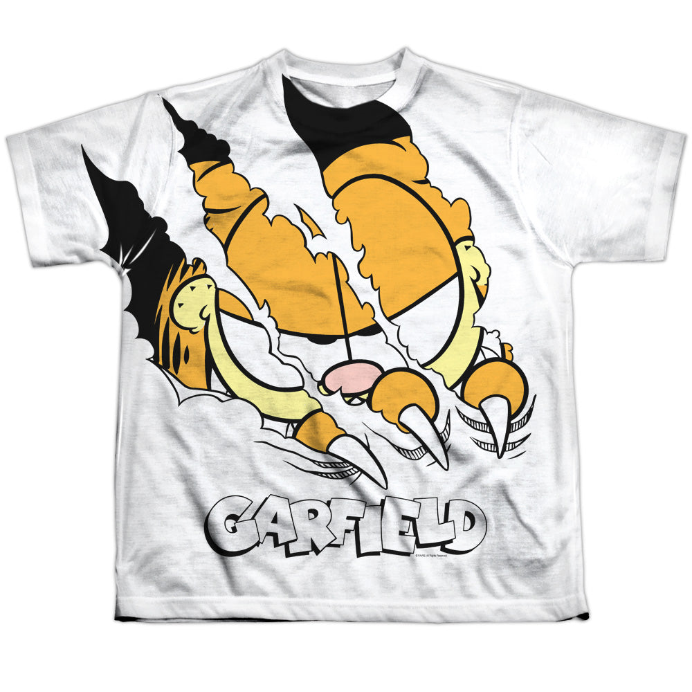 Garfield - Torn - Short Sleeve Youth Poly Crew - White T-shirt