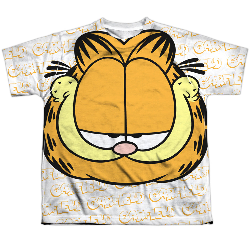 Garfield - Big Face - Short Sleeve Youth Poly Crew - White T-shirt