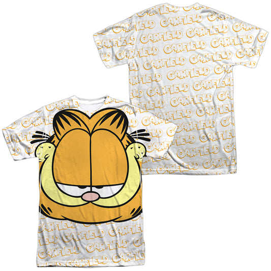 Garfield - Big Face (Front/back Print) - Short Sleeve Adult Poly Crew - White T-shirt