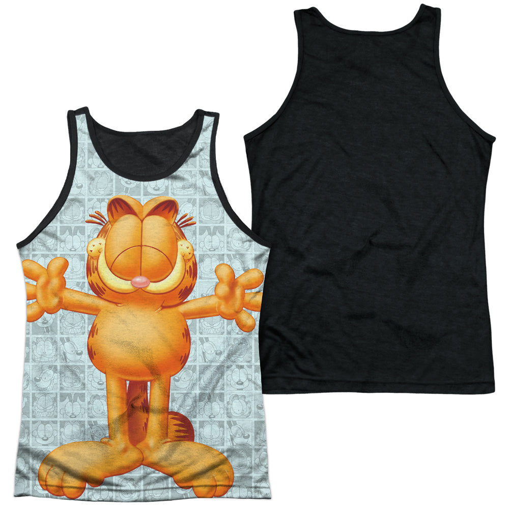 Garfield - Free Hugs - Adult Poly Tank Top Black Back - White