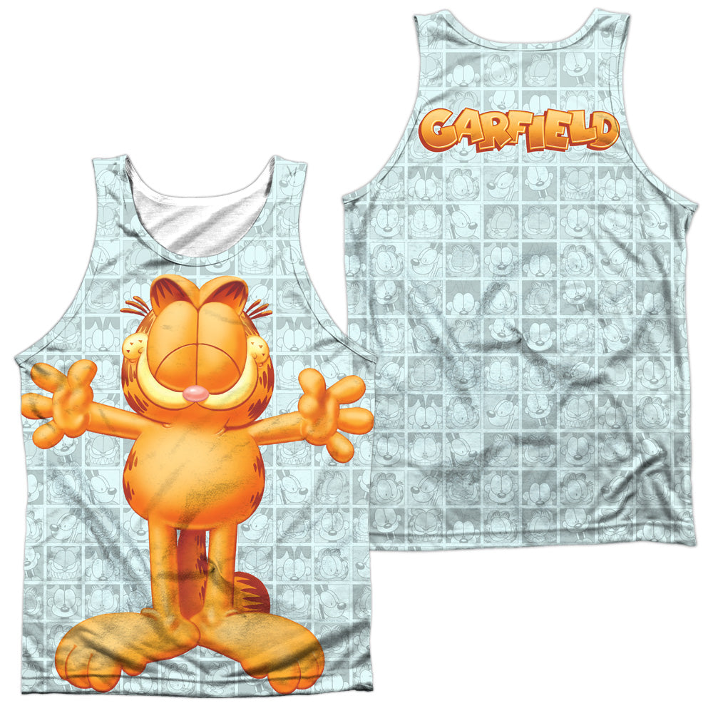 Garfield - Free Hugs (Front/back Print) - Adult 100% Poly Tank Top - White