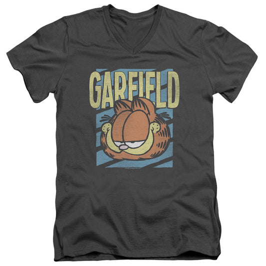 Garfield - Rad Garfield - Short Sleeve Adult V-neck 30/1 - Charcoal T-shirt
