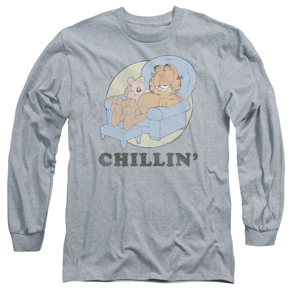 Garfield - Chillin - Long Sleeve Adult 18/1 - Athletic Heather T-shirt