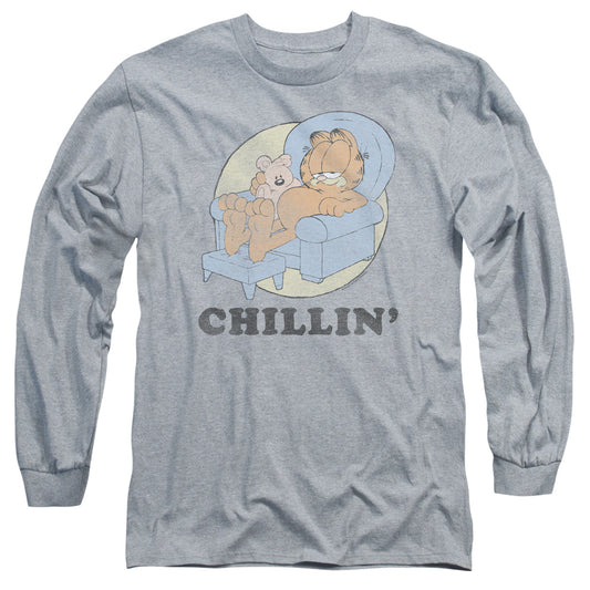 Garfield - Chillin - Long Sleeve Adult 18/1 - Athletic Heather T-shirt