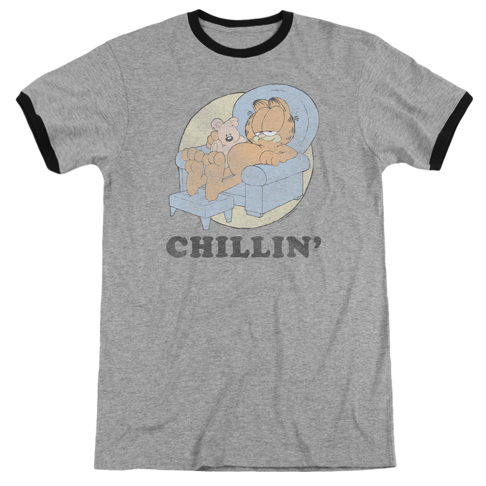 Garfield - Chillin - Adult Ringer - Heather/black