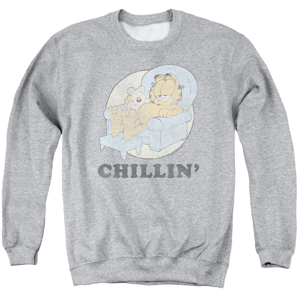 Garfield - Chillin - Adult Crewneck Sweatshirt - Athletic Heather