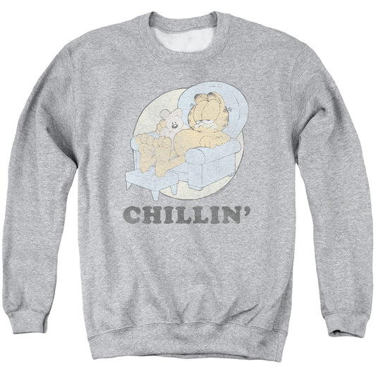 Garfield - Chillin - Adult Crewneck Sweatshirt - Athletic Heather