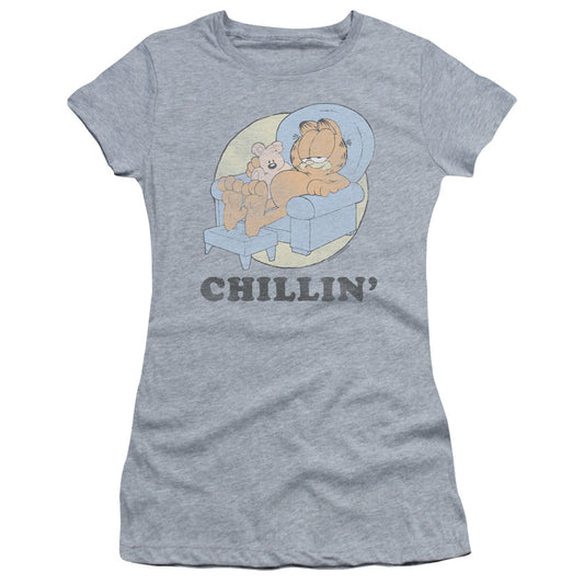 Garfield - Chillin - Short Sleeve Junior Sheer - Athletic Heather T-shirt