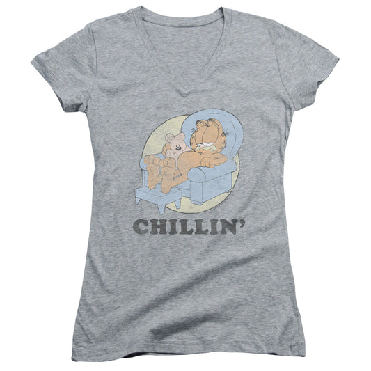 Garfield - Chillin-junior V-neck - Athletic Heather
