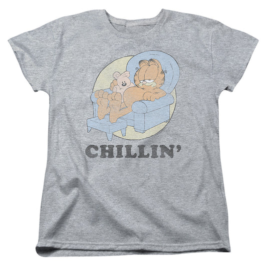 Garfield - Chillin - Short Sleeve Womens Tee - Athletic Heather T-shirt