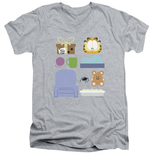 Garfield - Gift Set - Short Sleeve Adult V-neck 30/1 - Athletic Heather T-shirt