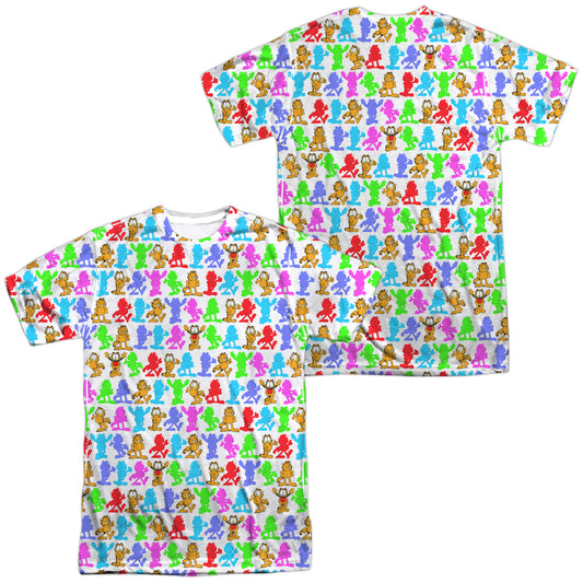 Garfield - Silhouettes (Front/back Print) - Short Sleeve Adult Poly Crew - White T-shirt