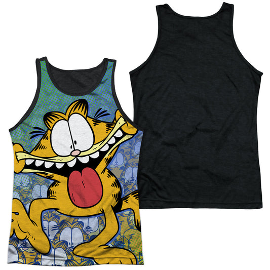 Garfield - Goofy Face - Adult Poly Tank Top Black Back - White