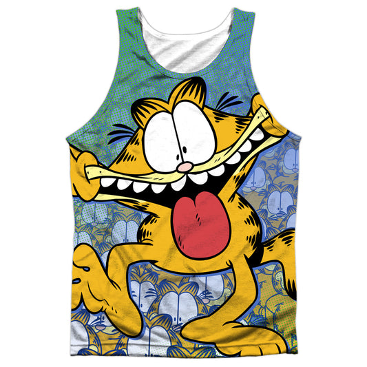 Garfield - Goofy Face - Adult 100% Poly Tank Top - White