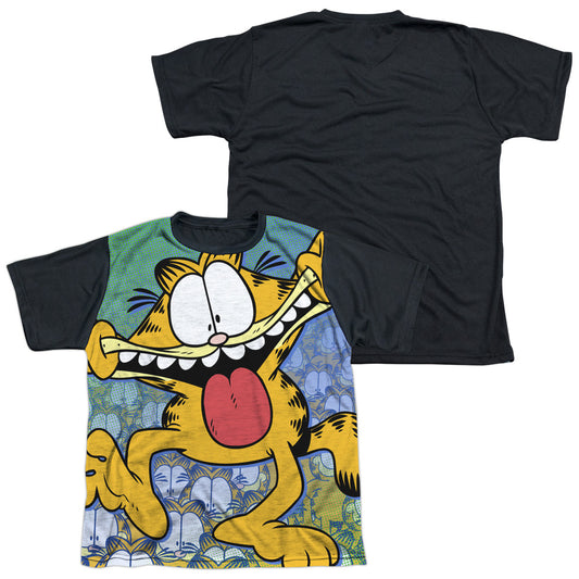 Garfield - Goofy Face - Short Sleeve Youth White Front Black Back   - White T-shirt