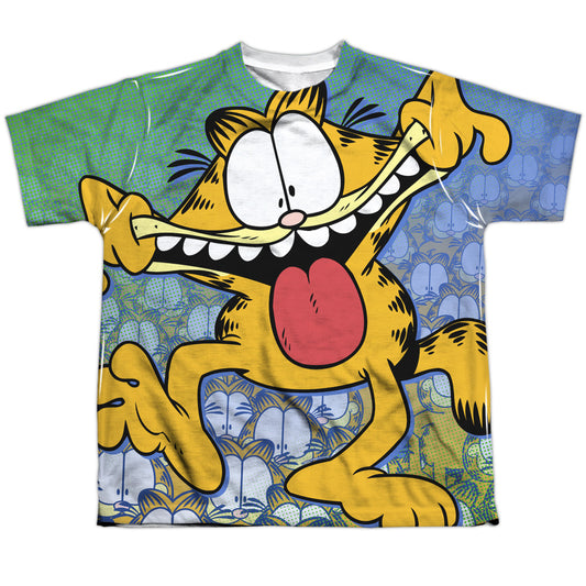 Garfield - Goofy Face - Short Sleeve Youth Poly Crew - White T-shirt