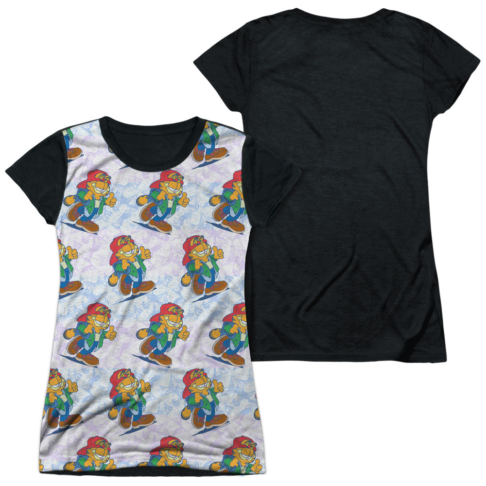 Garfield - Cool Cat - Short Sleeve Junior Poly Black Back - White T-shirt