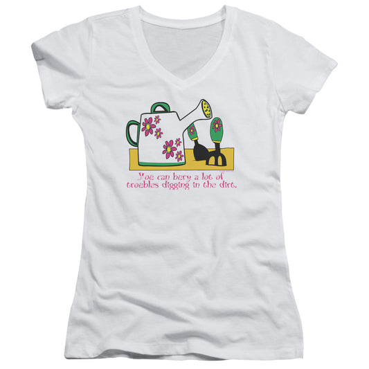 Garden - Burying Troubles - Junior V-neck - White