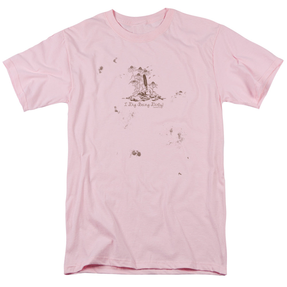 Garden - I Dig Being Dirty - Short Sleeve Adult 18/1 - Pink T-shirt