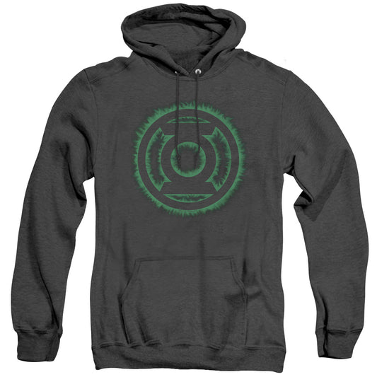 Green Lantern - Green Flame Logo - Adult Heather Hoodie - Black