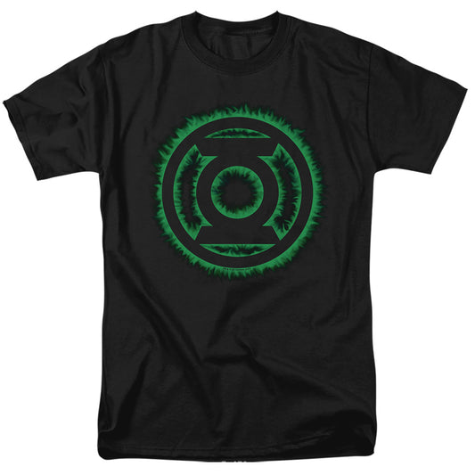 Green Lantern - Green Flame Logo - Short Sleeve Adult 18/1 - Black T-shirt
