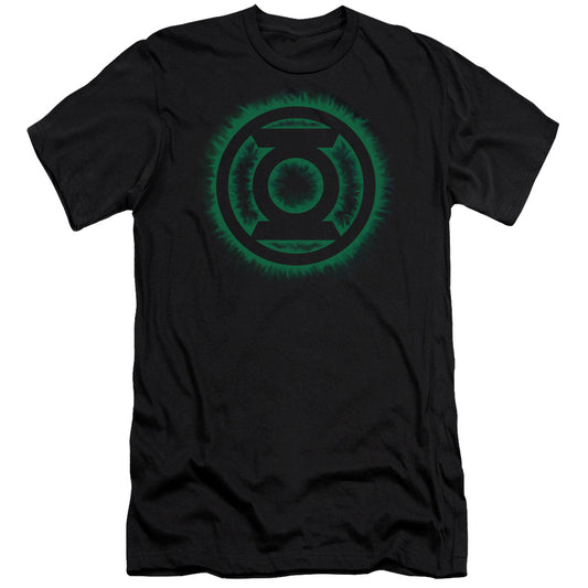 Green Lantern - Green Flame Logo - Short Sleeve Adult 30/1 - Black T-shirt
