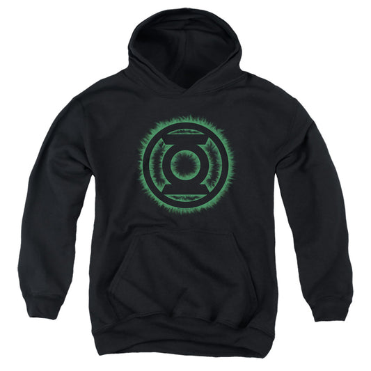 Green Lantern - Green Flame Logo - Youth Pull-over Hoodie - Black
