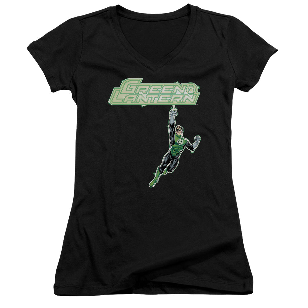 Green Lantern - Energy Construct Logo - Junior V-neck - Black