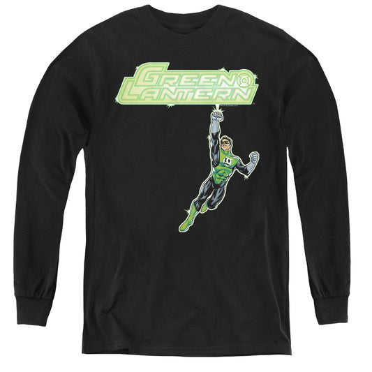 Green Lantern Energy Construct Logo - Youth Long Sleeve Tee - Black