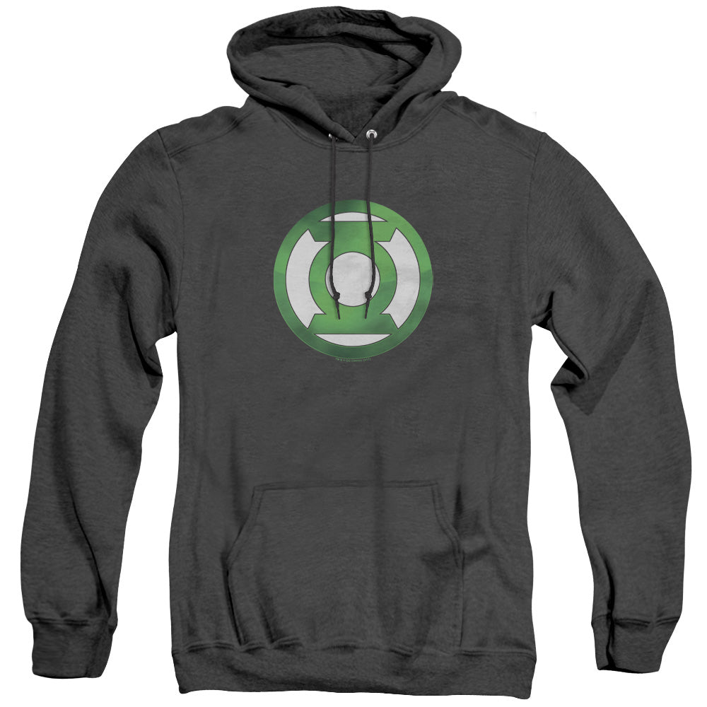 Green Lantern - Green Chrome Logo - Adult Heather Hoodie - Black