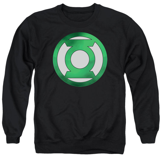 Green Lantern - Green Chrome Logo - Adult Crewneck Sweatshirt - Black