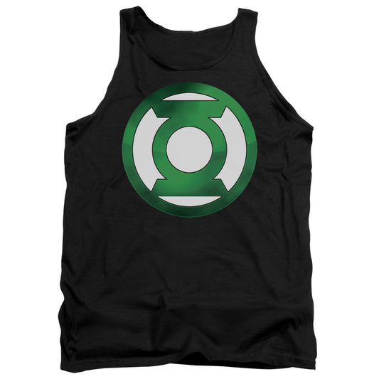Green Lantern - Green Chrome Logo - Adult Tank - Black