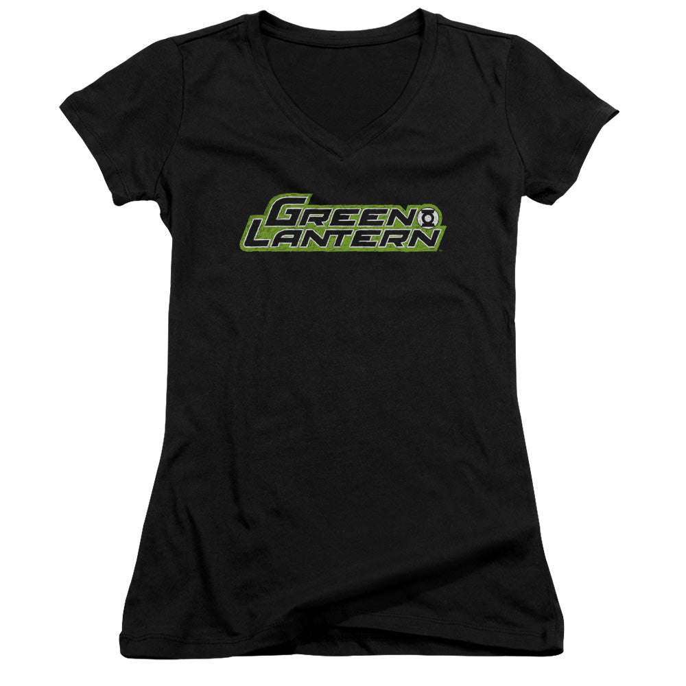 Green Lantern Scribble Title - Junior V-neck - Black