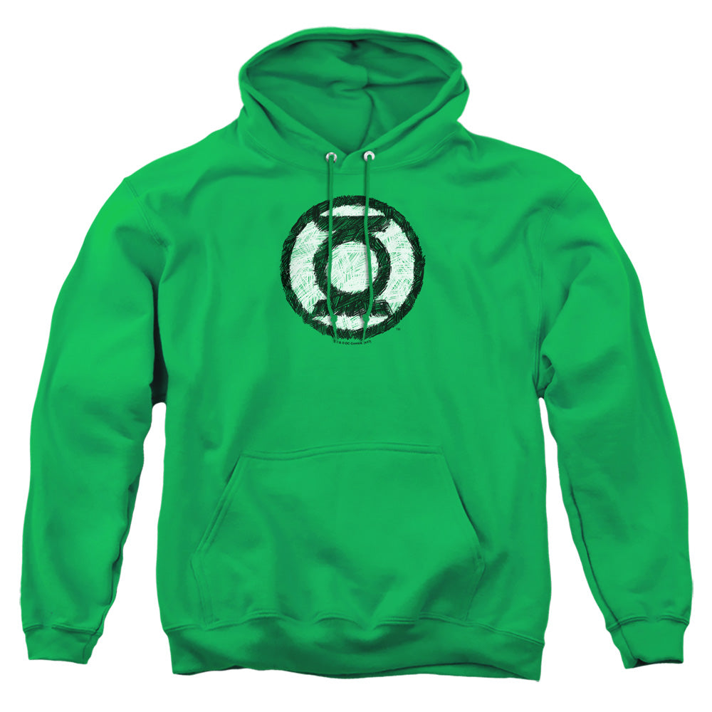 Green Lantern - Scribble Lantern Logo - Adult Pull-over Hoodie - Kelly Green
