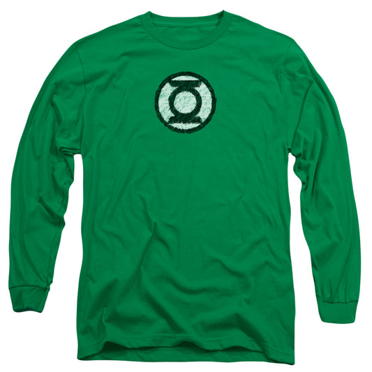 Green Lantern - Scribble Lantern Logo - Long Sleeve Adult 18/1 - Kelly Green T-shirt