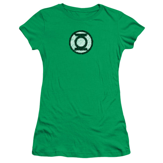 Green Lantern - Scribble Lantern Logo - Short Sleeve Junior Sheer - Kelly Green T-shirt