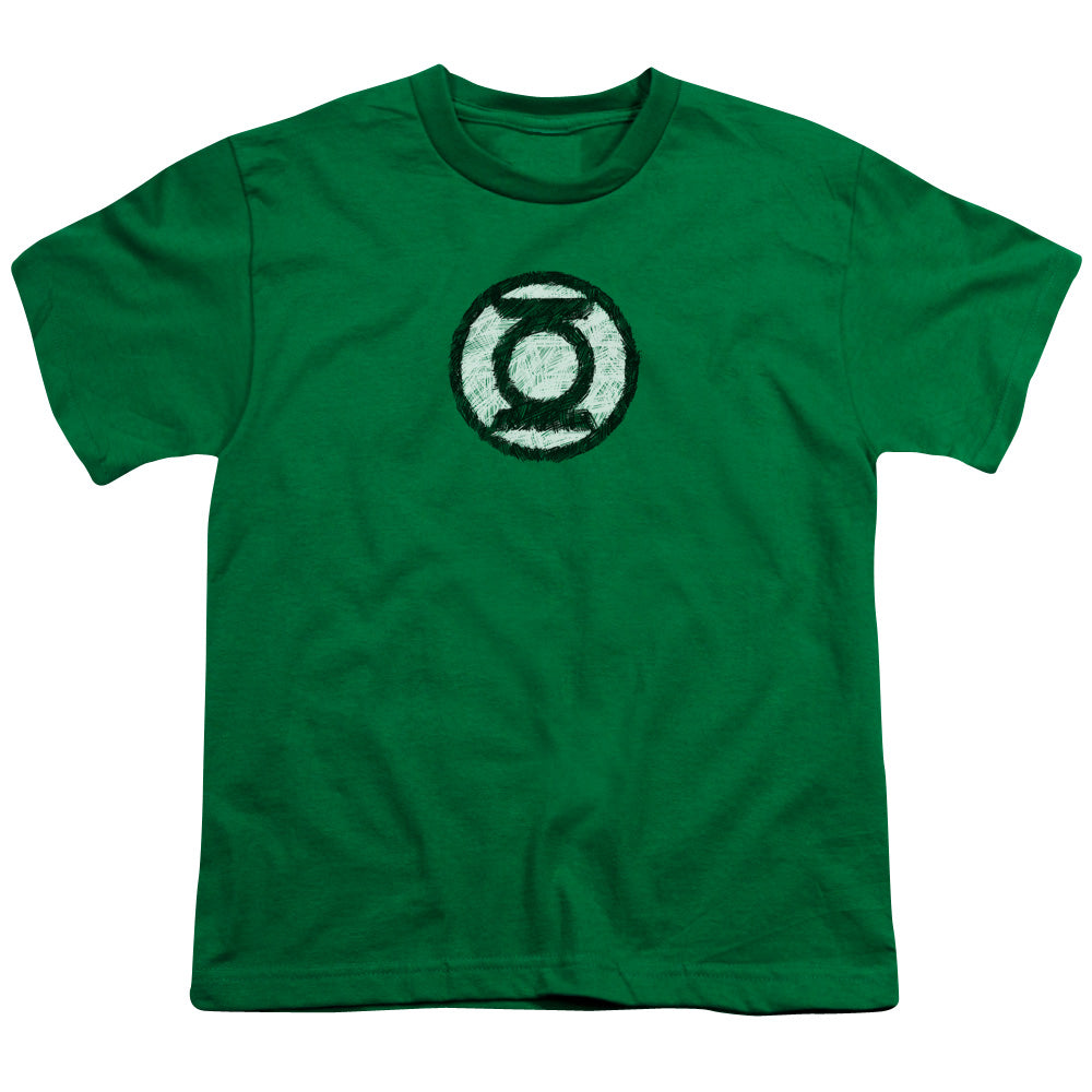Green Lantern - Scribble Lantern Logo - Short Sleeve Youth 18/1 - Kelly Green T-shirt