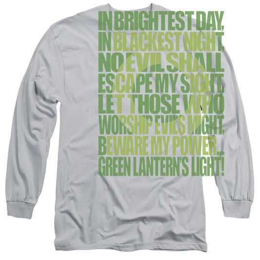 Green Lantern - Green Lantern Oath - Long Sleeve Adult 18/1 - Silver T-shirt