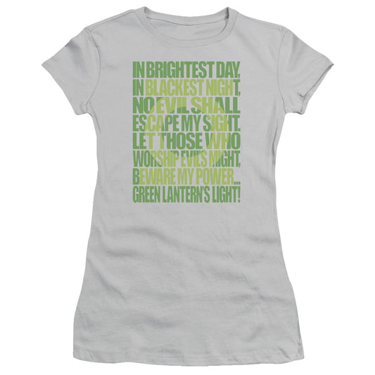 Green Lantern - Green Lantern Oath - Short Sleeve Junior Sheer - Silver T-shirt