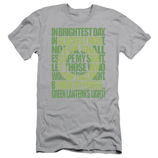 Green Lantern - Green Lantern Oath - Short Sleeve Adult 30/1 - Silver T-shirt