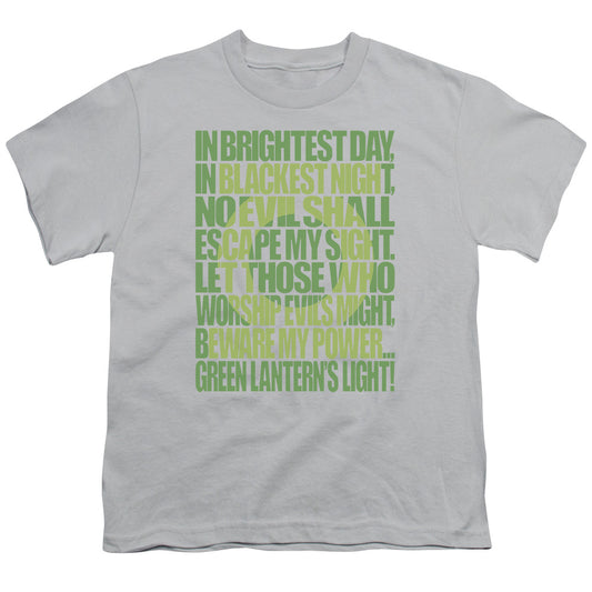 Green Lantern - Green Lantern Oath - Short Sleeve Youth 18/1 - Silver T-shirt