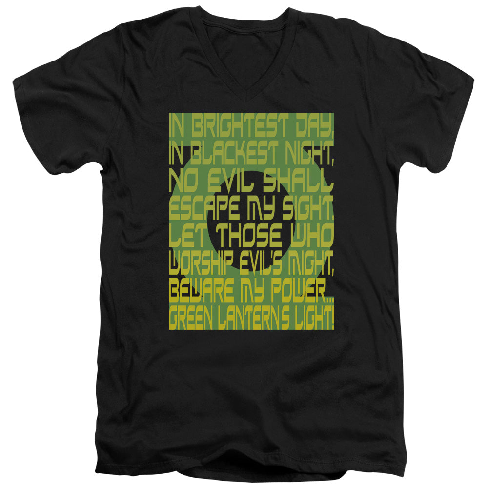 Green Lantern - Green Lantern Oath - Short Sleeve Adult V-neck - Black T-shirt