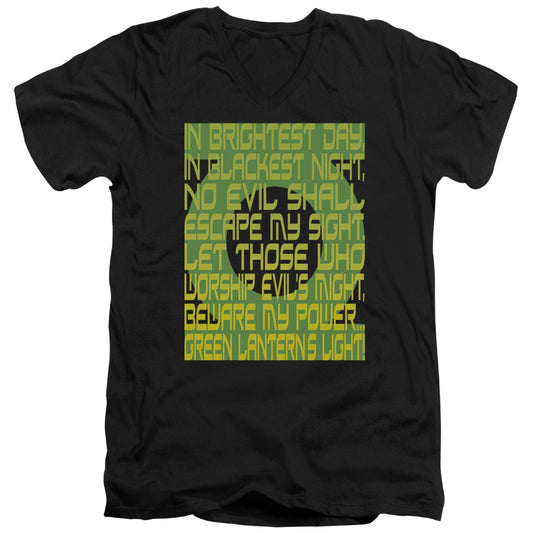 Green Lantern - Green Lantern Oath - Short Sleeve Adult V-neck - Black T-shirt