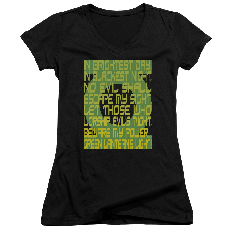 Green Lantern - Green Lantern Oath - Junior V-neck - Black