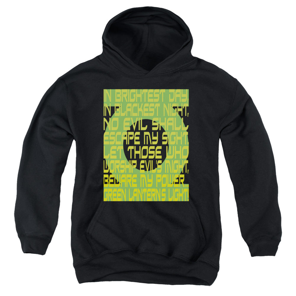 Green Lantern - Green Lantern Oath - Youth Pull-over Hoodie - Black