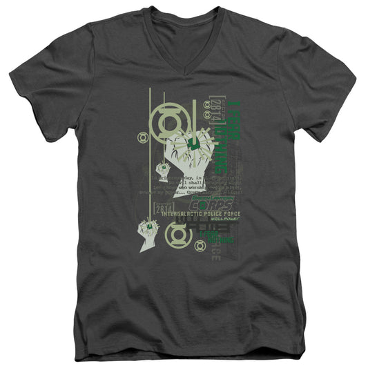Green Lantern - Core Strength - Short Sleeve Adult V-neck - Charcoal T-shirt